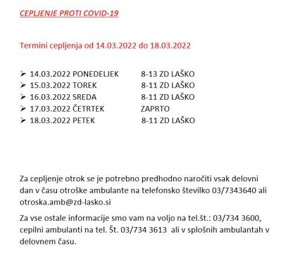 Testiranje in cepljenje covid-19 v ZD Laško 1